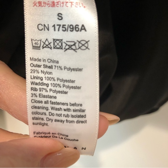 NWOT Mens TOPMAN puffer square quilted jacket in black snap front S - Picture 7 of 7